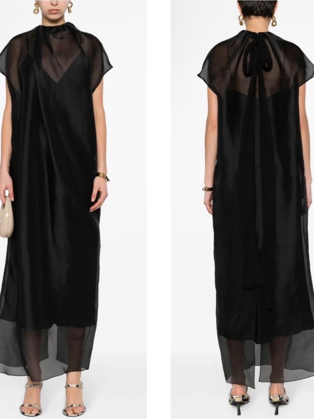 KHAITE Essie Organza Sheer Black Maxi Dress Size 2